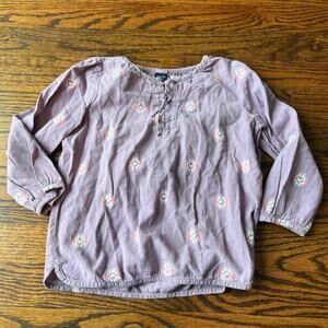 Baby Gap Lightweight Purple Boho 100% Cotton Patterned Long Sleeve Shirt - 4